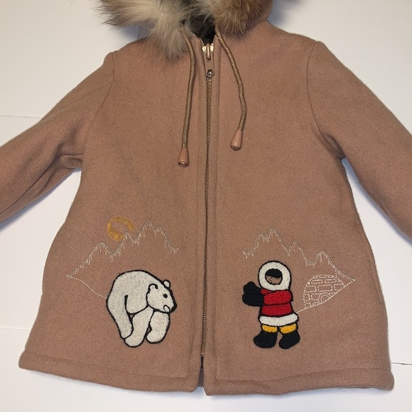 Gemini Fashions Northern Sun Tan Wool Vintage Inuit Parka - Children’s Size 5/6 - Picture 3 of 8